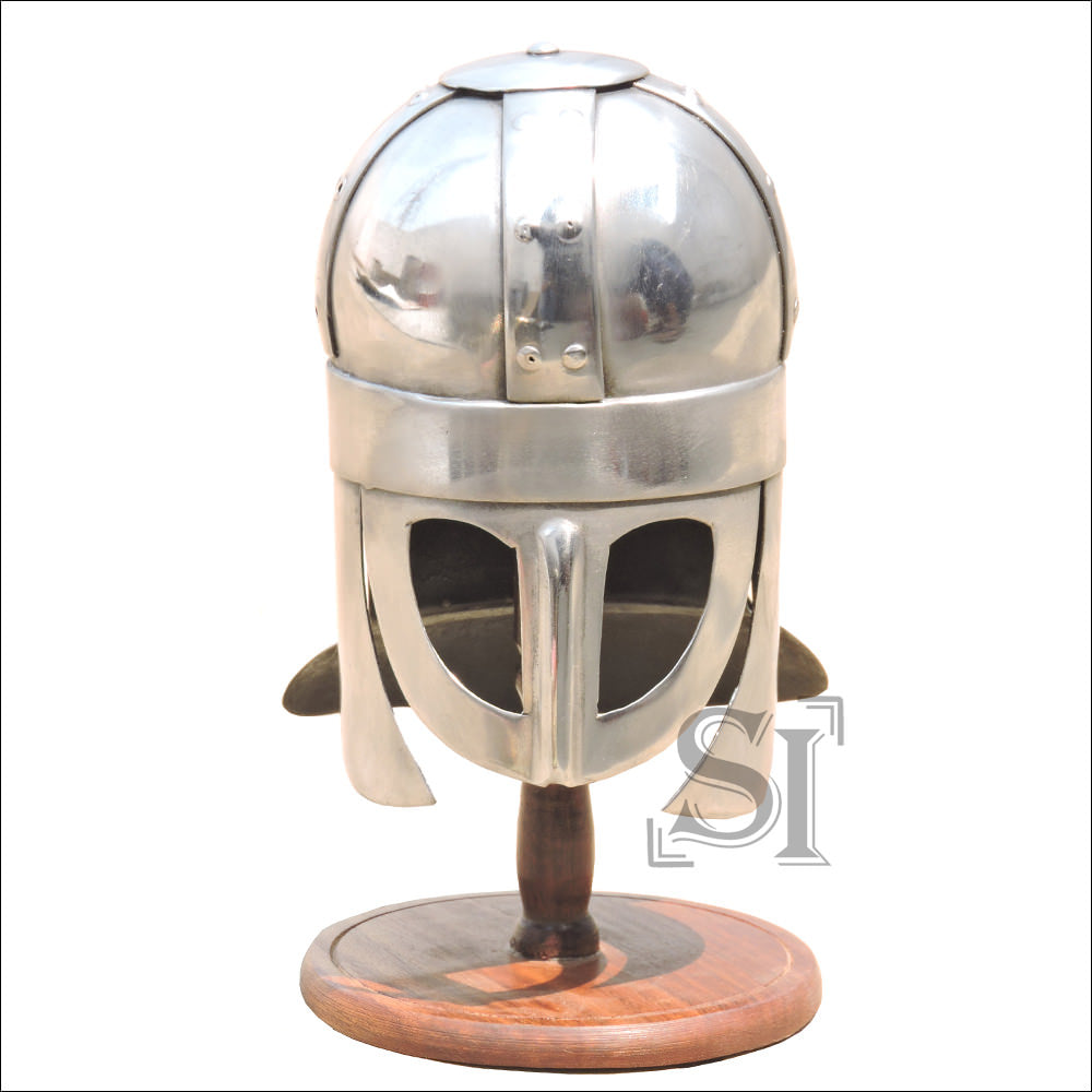 Sutton Hoo Viking Miniature Helmet With Stand - Tophatter's Army Products & Self Defense Collectible Weapons - Tophatter Daily Deals